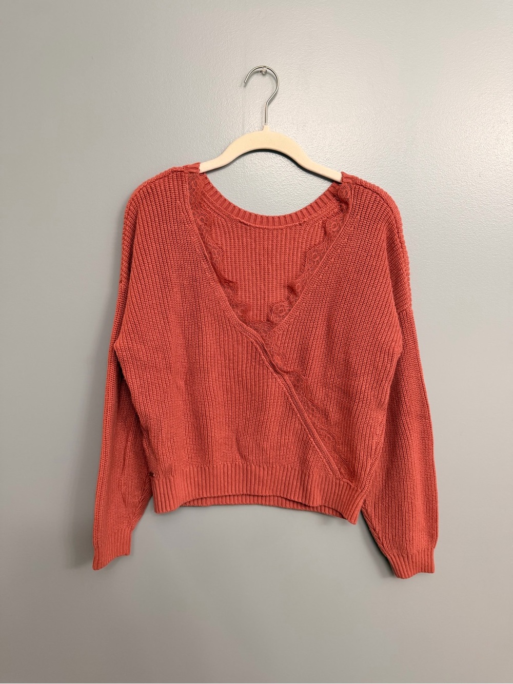 Hollister Pink V-Neck Reversible Women's Sweater